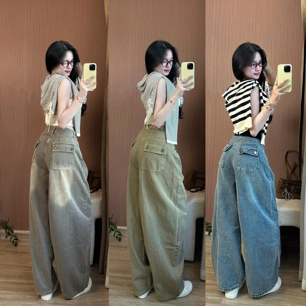 Quần Jeans Nữ Ống Cong Phối Line 247store Tôn Dáng Che Khuyết Điểm Thoải Mái Đi Làm Đi Học