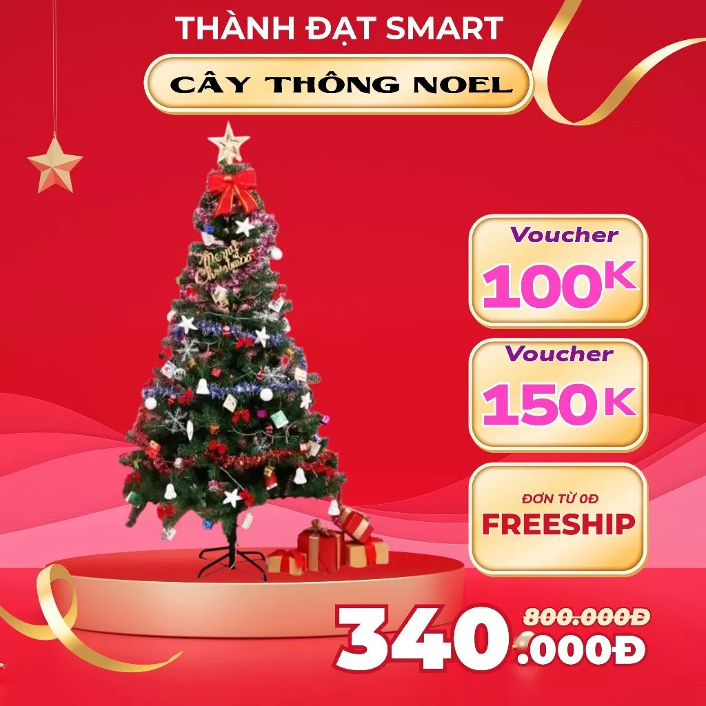 Cây Thông Noel 1M8 2M1 - Cây Thông Trang Trí Giáng Sinh Tán Dày Siêu Lung Linh Chất Lượng Cao