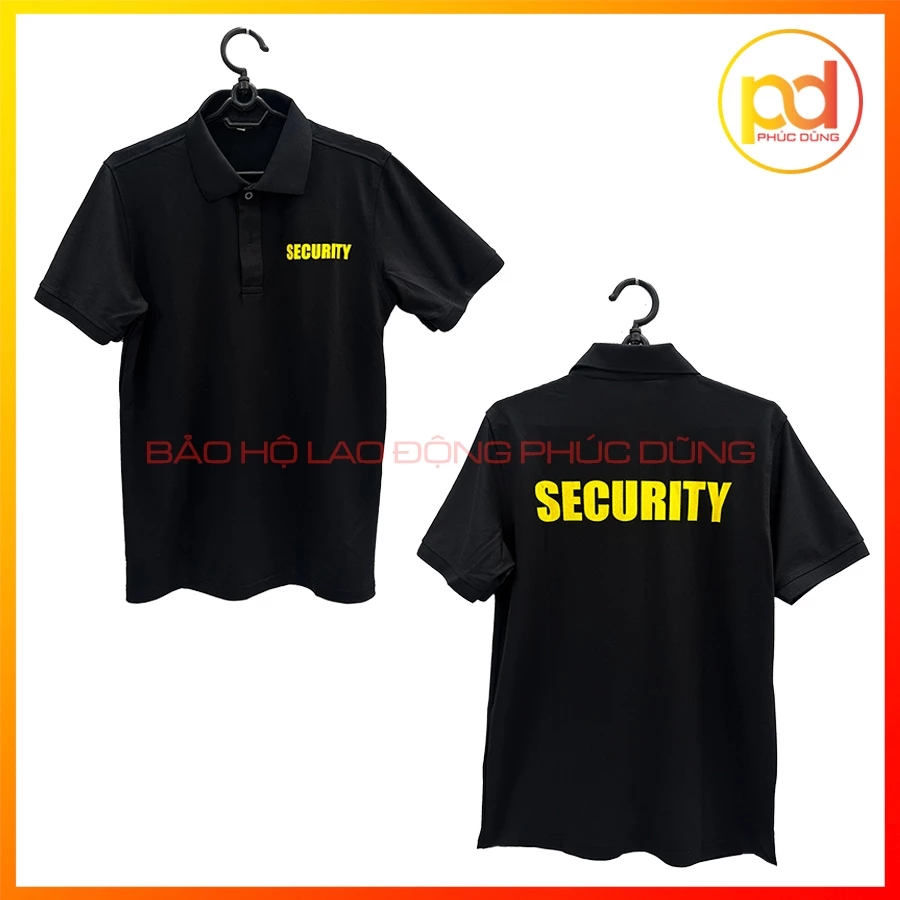 Áo Thun Đồng Phục Bảo Vệ - Vệ Sĩ Màu Đen In Chữ Security - Chất Vải Poly Cá Sấu Bền Đẹp
