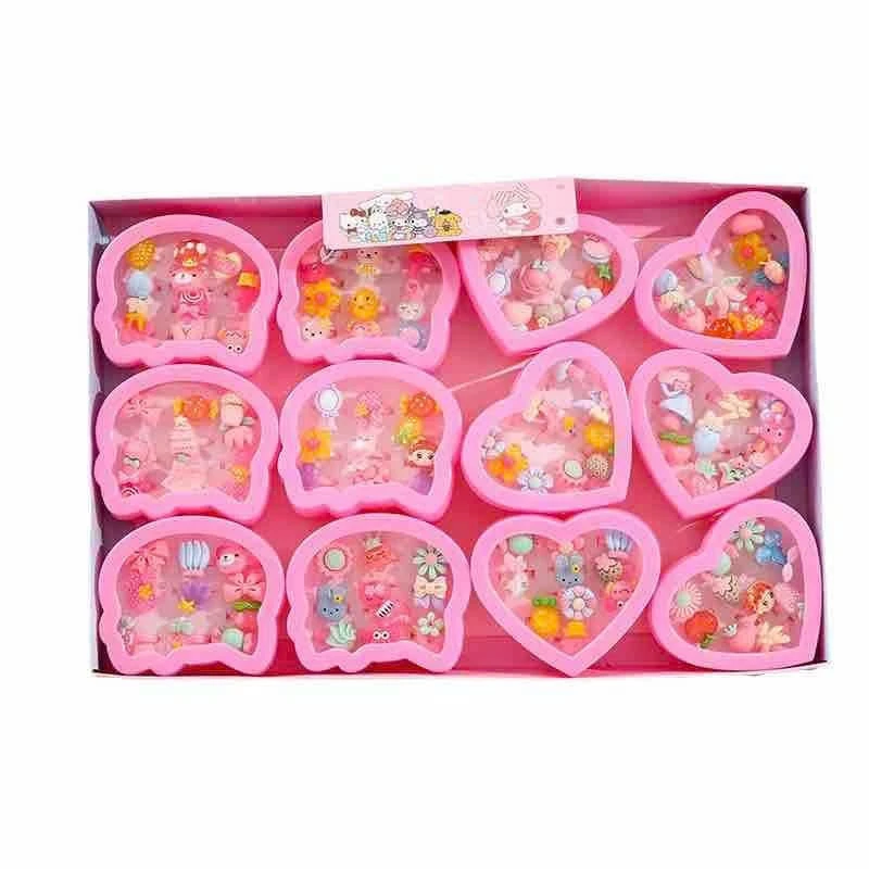 Sỉ Khay 12 hộp nhẫn nhựa nhiều hình 3D cho bé ( hộp 12c)