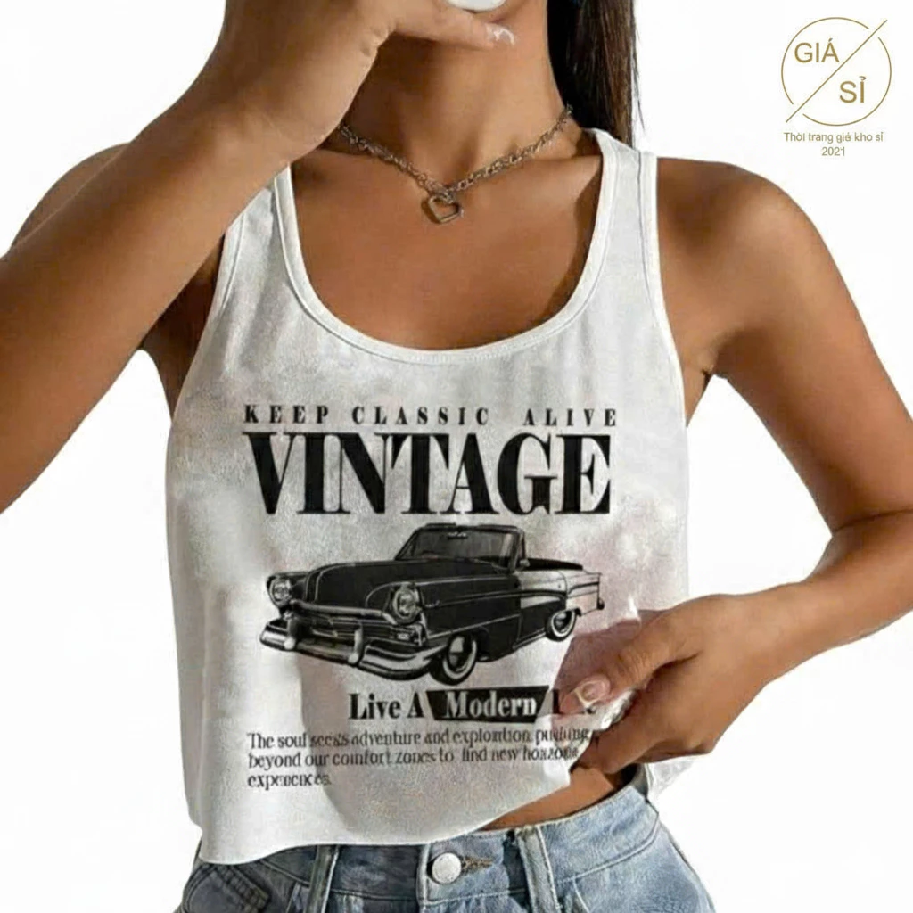 Áo ba lỗ nữ form rộng in hình vintage chất cotton mềm mịn mát phù hợp ngày hè mẫu mới 2025 tanktop bán chạy