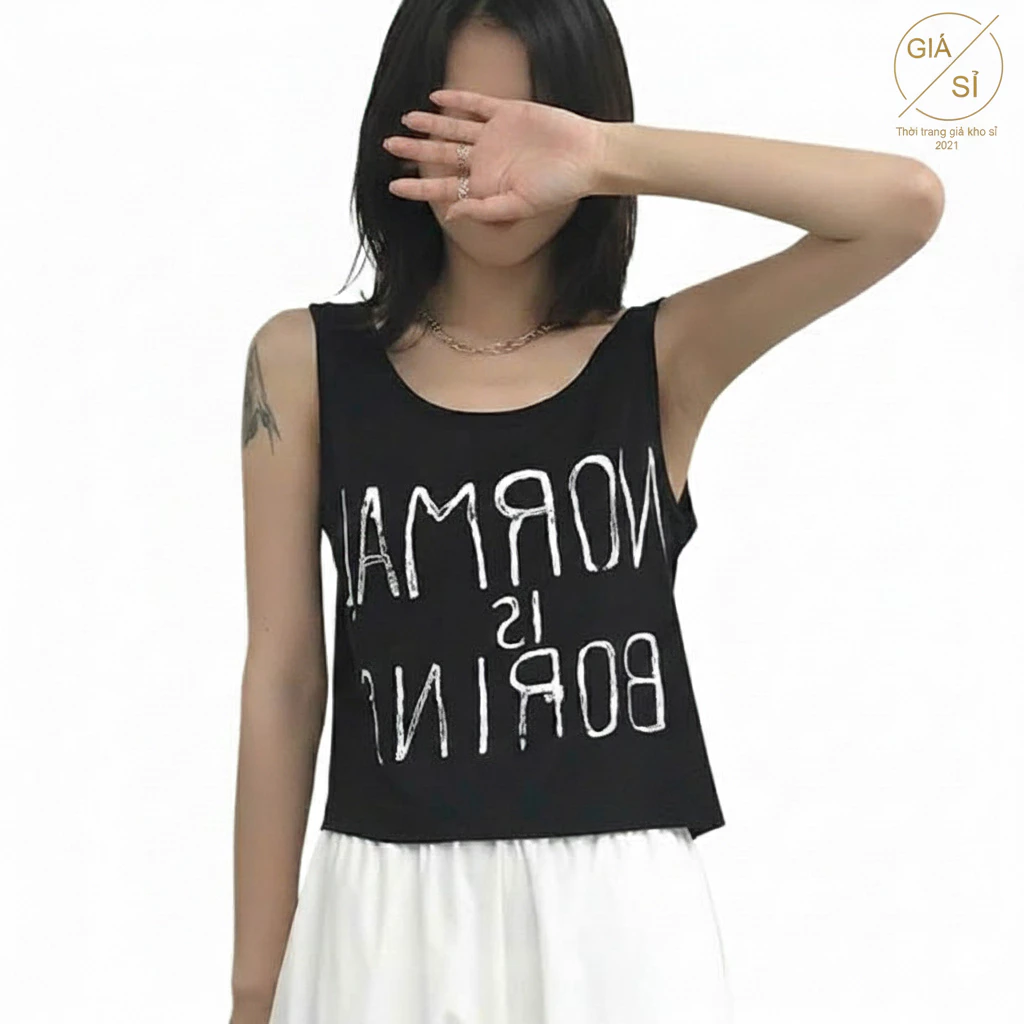 Áo croptop ba lỗ nữ in chữ normal cực ngầu đơn giản thoái mái mặc mát phù hợp ngày hè mẫu mới 2025
