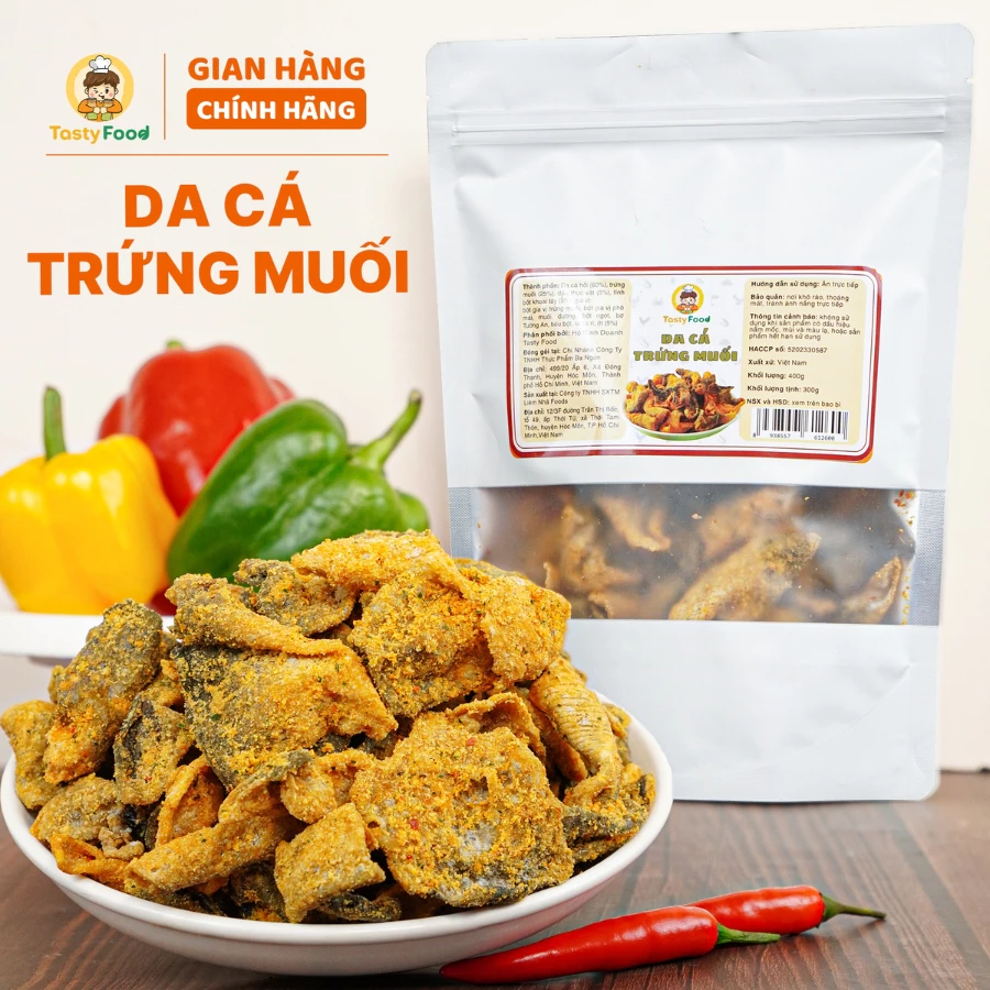 Da cá hồi trứng muối Tasty Food - Túi zip 500g - Hút chân không