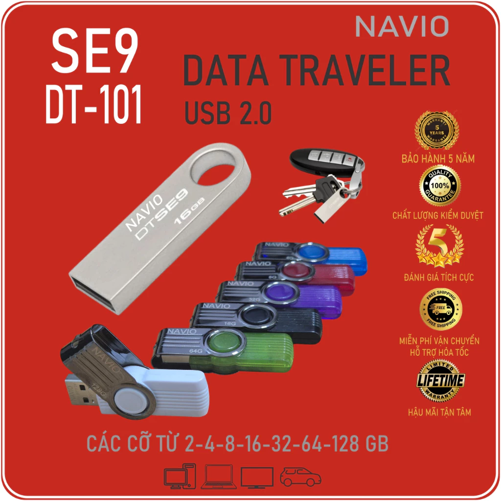 Usb Bảo hành 5 năm 128g 64gb 32gb 16gb 8gb 4gb 2gb nhỏ gọn Dtse9 Dt101 Cz33 U202 Navio - Softmaxx
