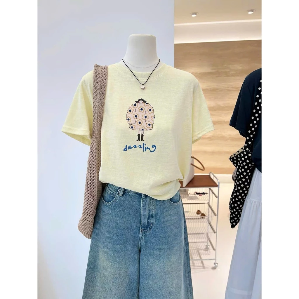 Áo thun nữ vải xược cổ tròn ngắn tay form vừa menina_studio, áo thun ngắn tay nữ thun giấy từ 40-65kg