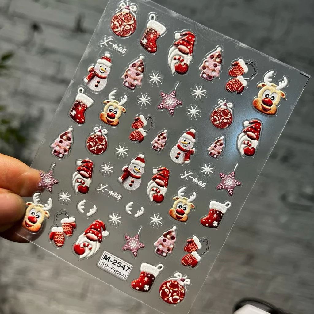 Hình dán stick noel trang trí móng tay lụa