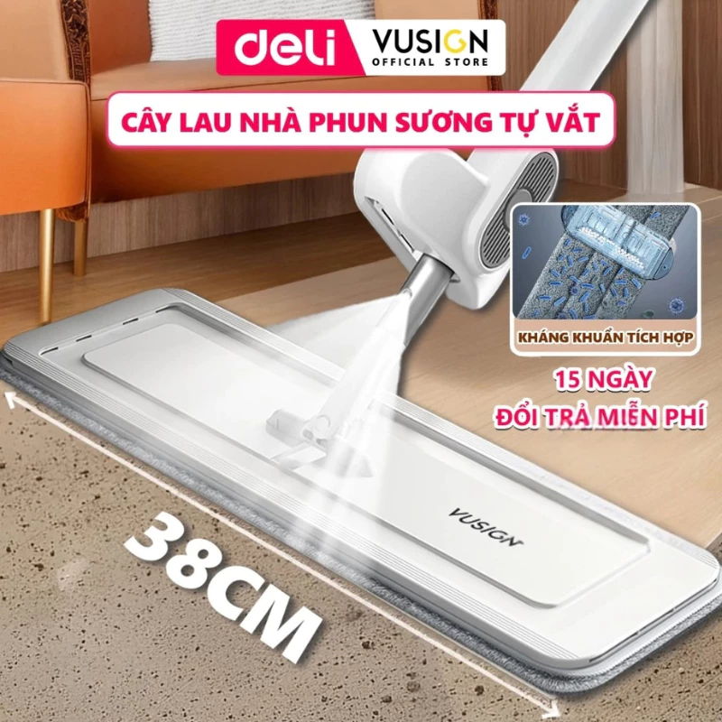 Cây lau nhà phun sương tự vắt tiện lợi DELIxVusign Vắt khô nhanh, Xoay 360 độ làm sạch mọi ngóc ngách