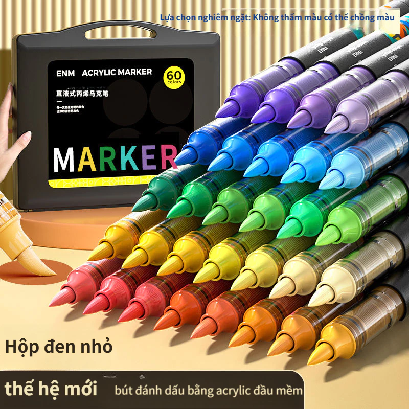 Mềm đầu acrylic đánh dấu bút sinh viên mỹ thuật đặc biệt không độc hại có thể gập lại màu sắc học tập vật tư 60/80 màu