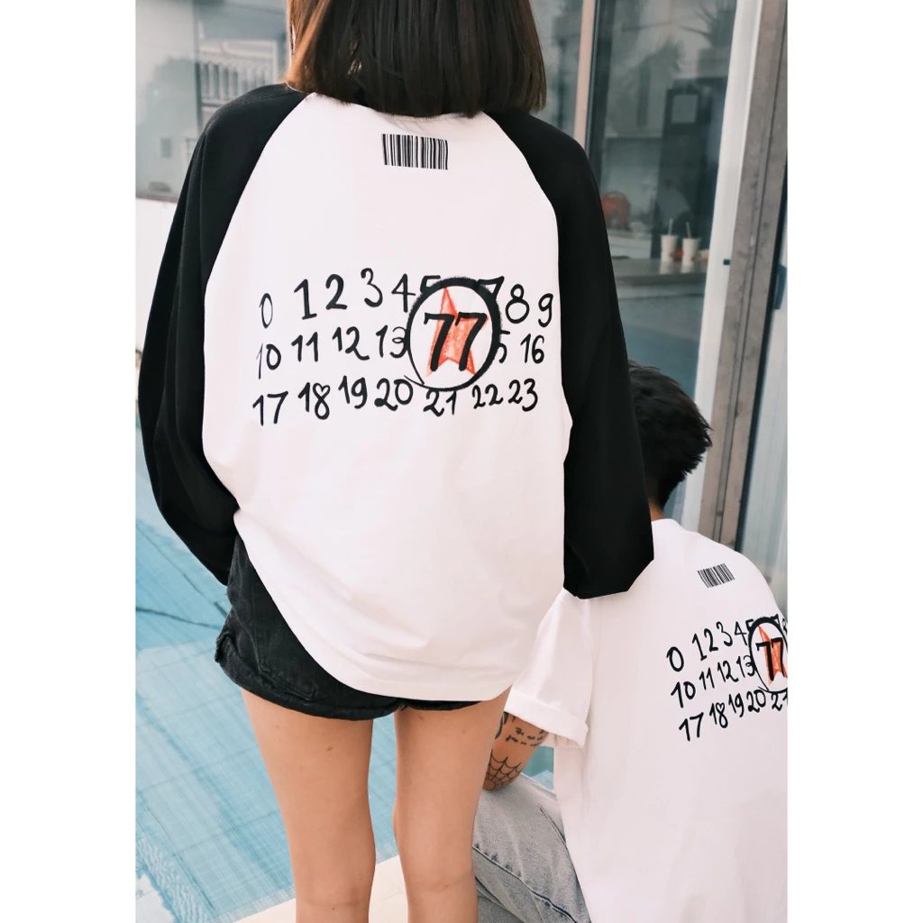 TRAFFY Se7ven Martini Raglan Áo Thun Raglan Tay Dài Starboy/Stargirl Form Oval Cotton 2c Unisex