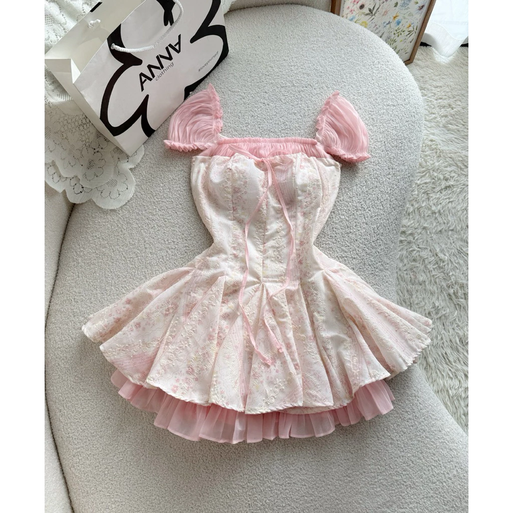 Đầm Kiểu Nữ Hoa Nhí Phối Hồng Anna - Solana Dress
