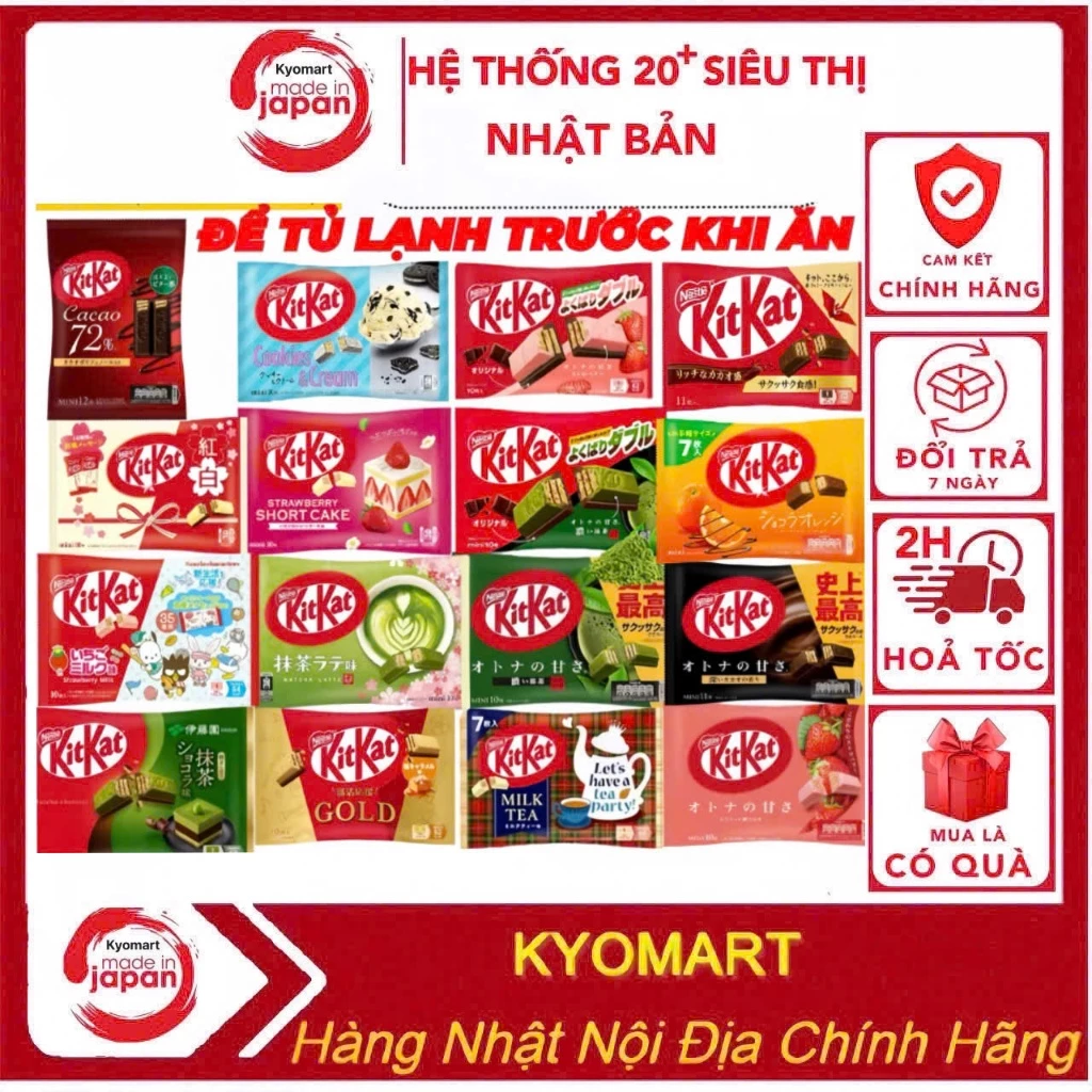 Bánh Kitkat Nhiều Vị Nội Địa Nhật matcha socola truyền thống date xa hộp cao cấp