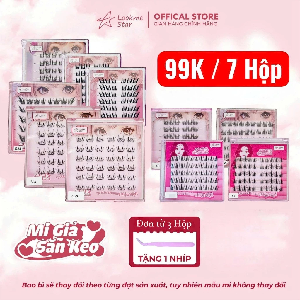[99k/7 Hộp] Lookme Star - Lông Mi Giả Sẵn Keo ( Tặng 1 nhíp / đơn hàng từ 3 hộp mi )