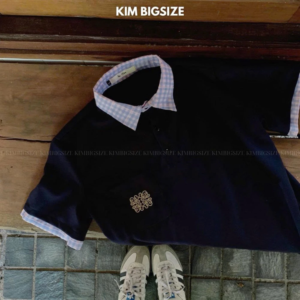 Áo polo phối sơ mi túi thêu hoạ tiết bigsize(55-85kg)[KIMBIGSIZE]