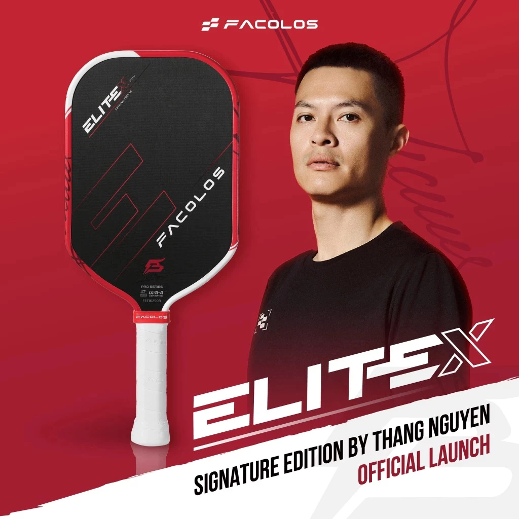 Vợt Pickleball Facolos Elite X Signature chính hãng phiên bản được VĐV By Thắng Nguyễn thi đấu.