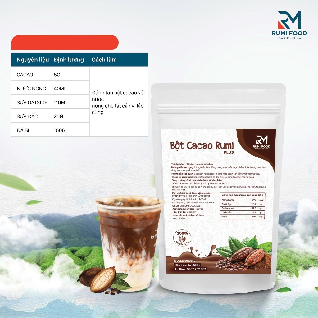 Bột Cacao Nguyên Chất RUMI LPUS Cacao | Đậm Vị, Giàu Chất Chống Oxy Hóa,