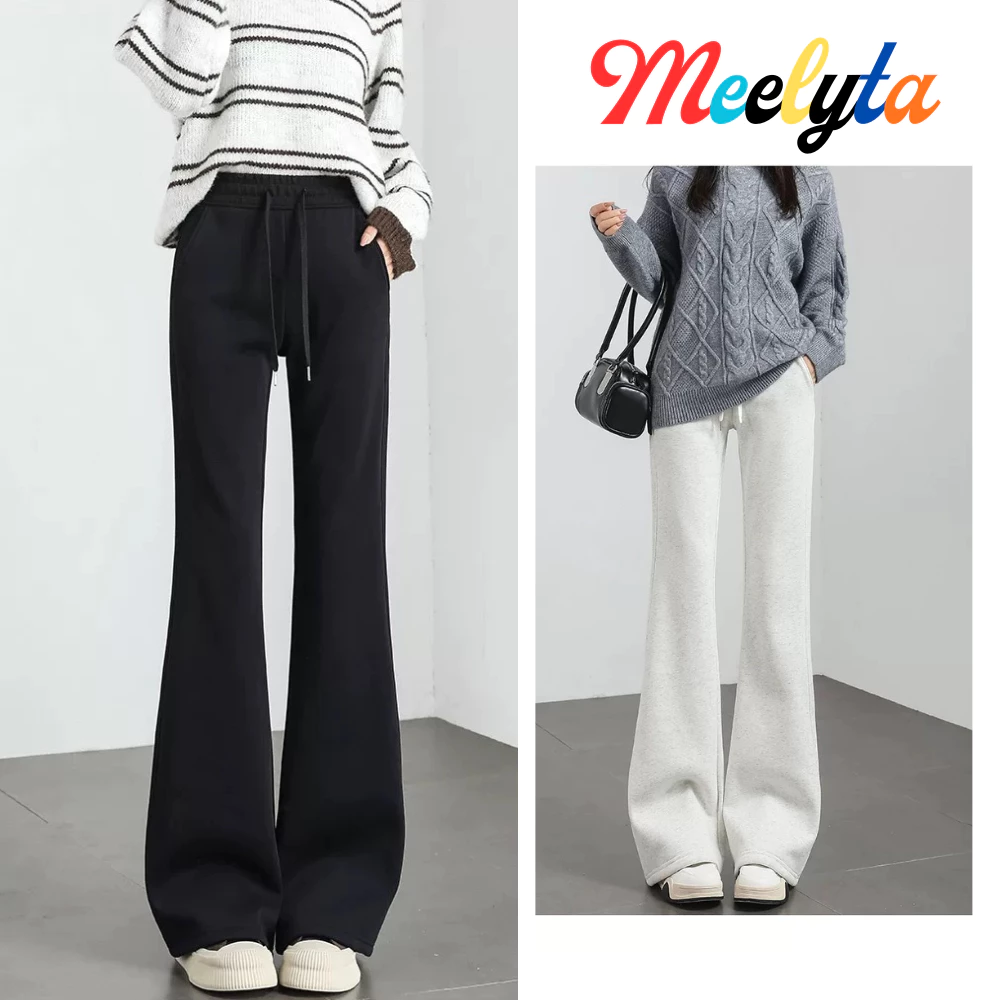Quần Nỉ Ống Loe MIAA Cạp Cao Có Đường May Nâng V3 , quần loe nỉ cực tôn dáng đủ size nhiều màu