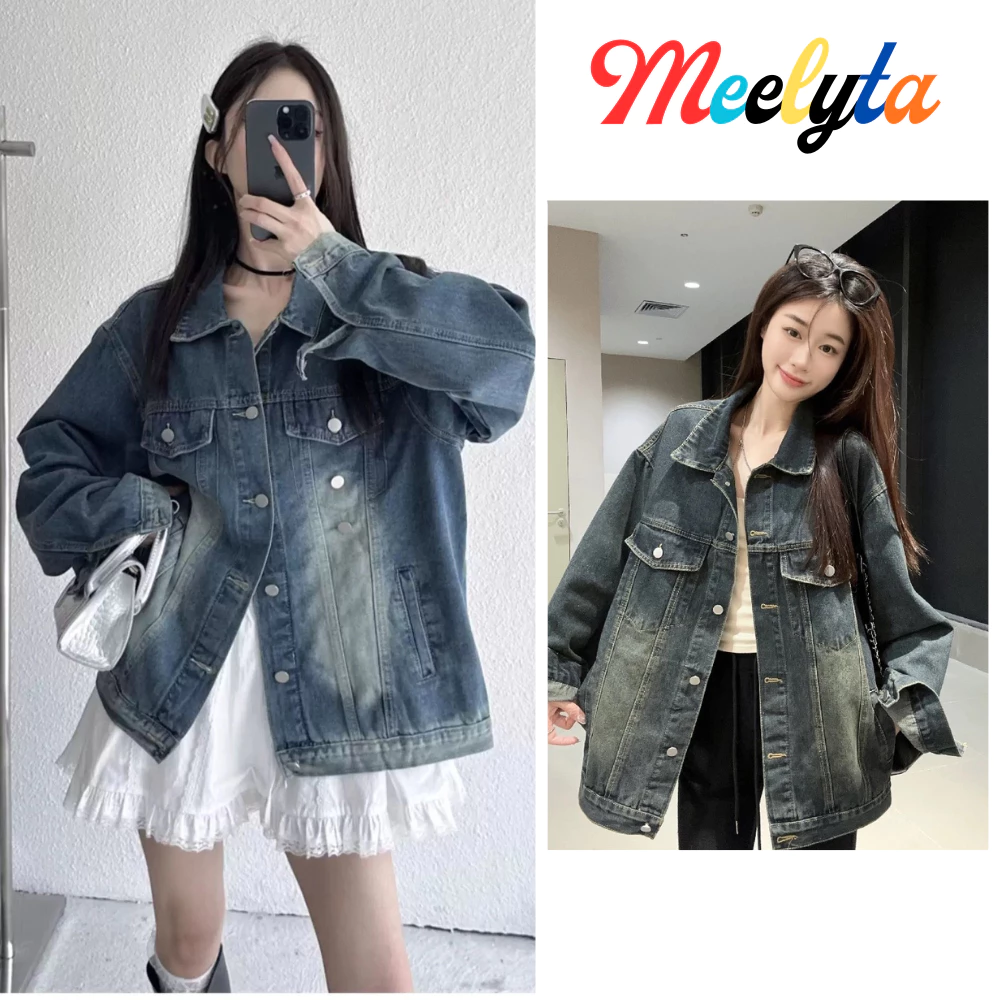Áo Khoác Jean Nữ Dáng Suông Rộng MIAA Demin Áo Khoác Bò Nữ Jacket Fashion Form Rộng Unisex HOTTREND