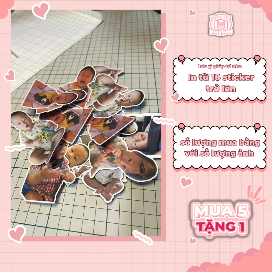 [In từ 20ảnh] in sticker theo yêu cầu,  không cán màng bảo vệ (khách tự cắt)