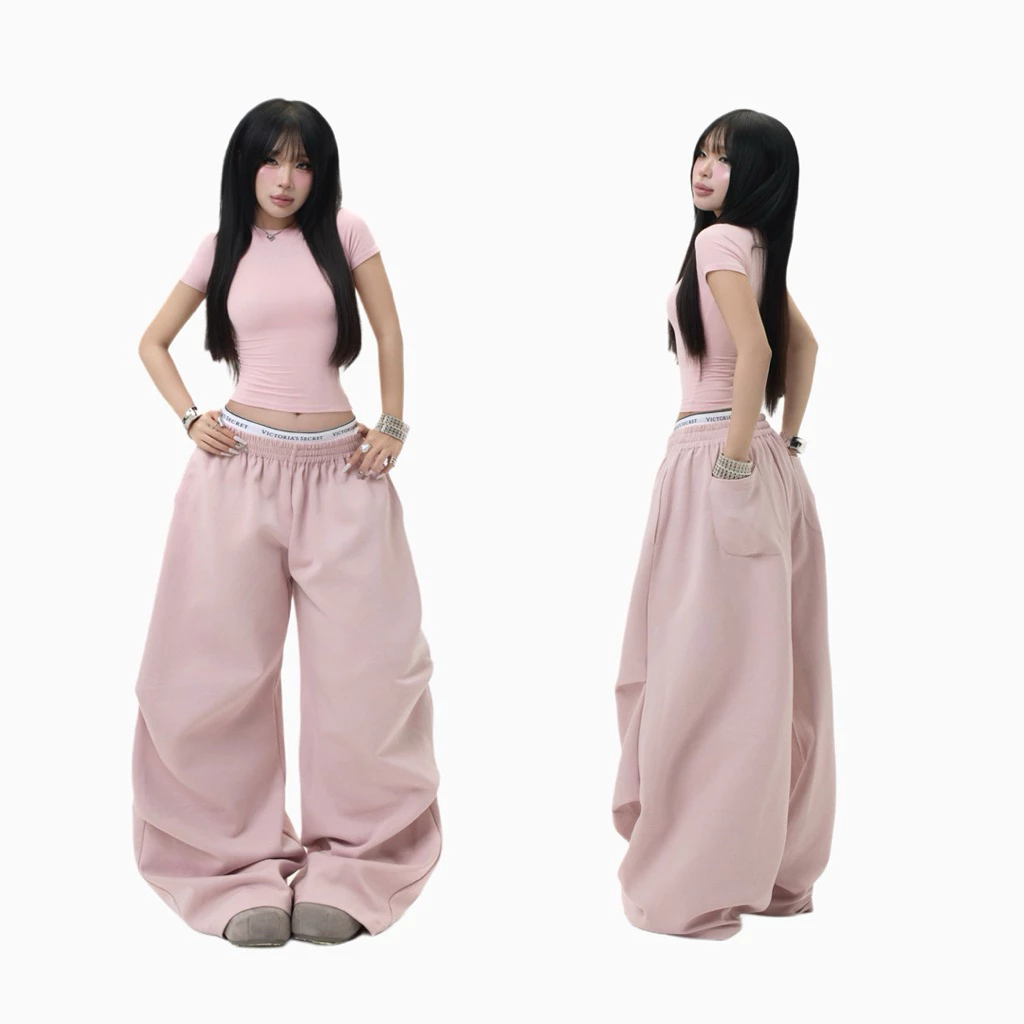[ 𝐏𝐈𝐍𝐊 𝐆𝐈𝐑𝐋𝐒 ] Set áo babytee slimfit ôm body - Quần nỉ cao cấp hồng pastel phong cách dễ thương, đơn giản