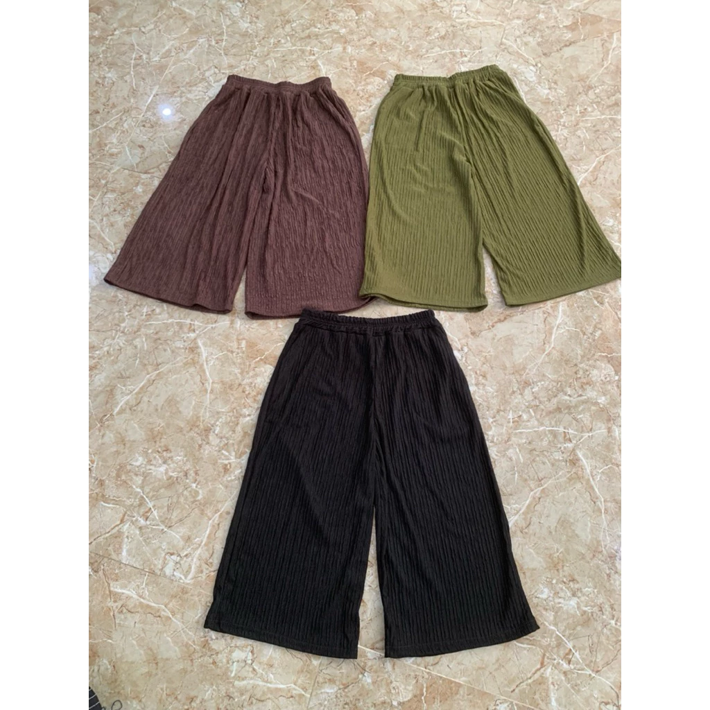 Quần lửng xốp ống rộng co giãn 48-65 kg