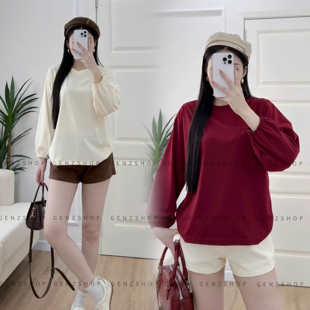 ÁO THUN TAY DÀI BO TAY PHONG CÁCH UZZANG DỄ THƯƠNG FREESIZE