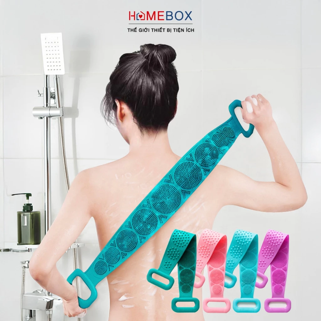 Dây Chà Lưng 2 Mặt Silicon Đa Năng giúp Dây Đeo làm Sạch Tế Bào Chết Massage Đai tắm kỳ cọ lưng