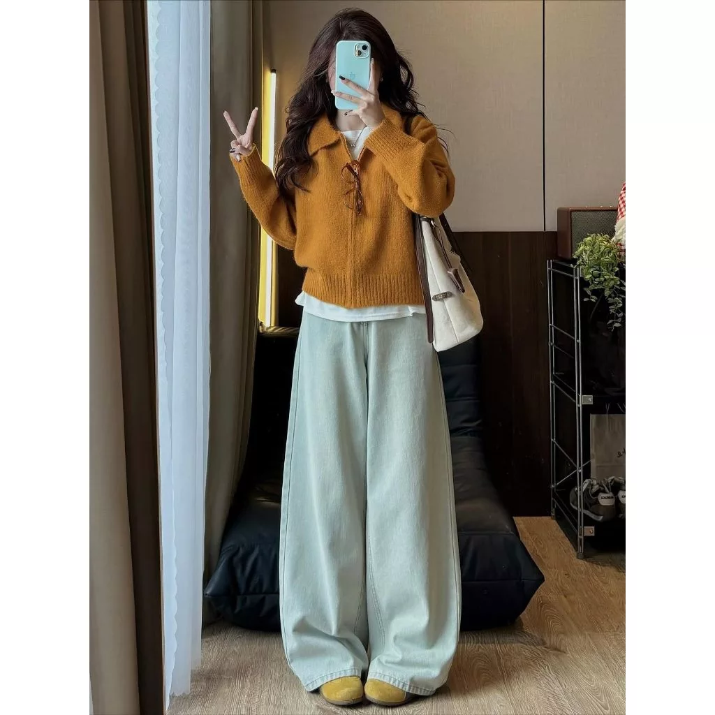 Quần Bò Jeans Nữ Ống Rộng, Quần Bò Denim Suông Ống Rộng Trơn Màu Xanh Bạc Rộng 30cm Cạp Cao Siêu Hách Dáng Cực Đỉnh