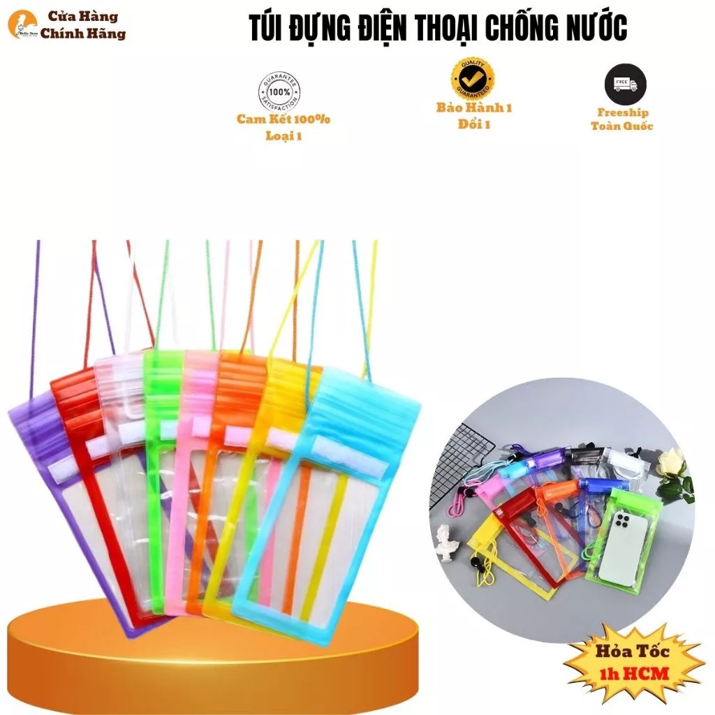 Túi Đựng Điện Thoại Chống Nước Có 3 Khoá Cài Và 1 Nút Dán Rất Chắc Chắn Đi Biển-Đi Mưa Tiện Lợi Hello Store