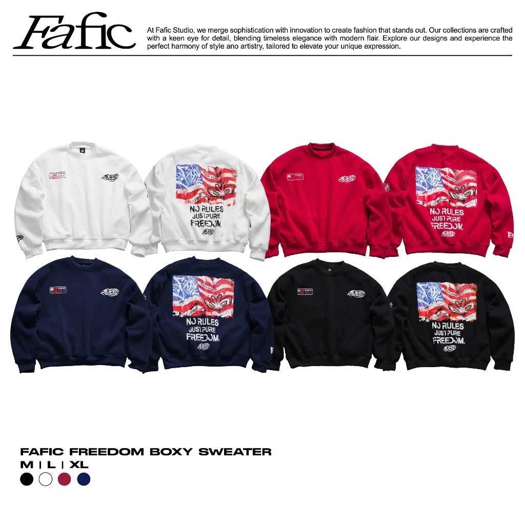 Áo sweater Freedom hình in FAFIC Studio Nam Menswear có túi chất nỉ bông 380gsm dáng rộng boxy