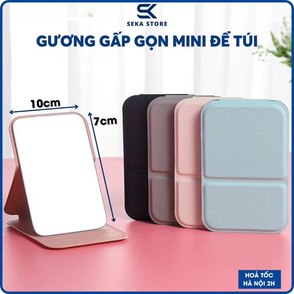 Gương Trang Điểm Gấp Gọn Cho Nữ, Gương Bọc Da Cao Cấp, Gương Bỏ Túi Mini