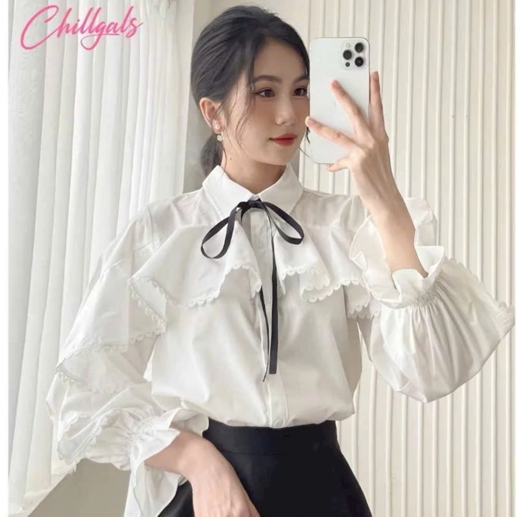 Áo sơ mi, tay bèo, thiết kế đẹp
