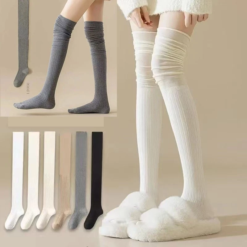 Tất nữ dài qua gối dáng babydoll – Tất vớ len cao cổ giữ ấm, co giãn, nhiều màu xinh xắn thời trang T004