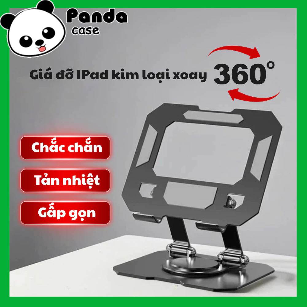 Giá Đỡ Ipad, Tablet, Máy Tính Bảng bằng kim loại Chân Xoay 360 Điều Chỉnh độ cao linh hoạt gấp gọn tiện lợi