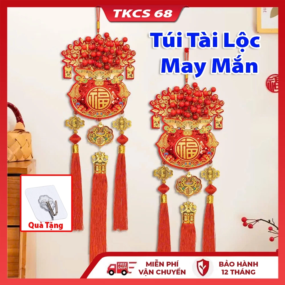 Túi Tài Lộc May Mắn, Dây Treo Trang Trí Tết Túi Phúc Đỏ , Phụ Kiện Trang Trí Nhà Cửa Đón Tết May Mắn, Thiết Kế Đẹp