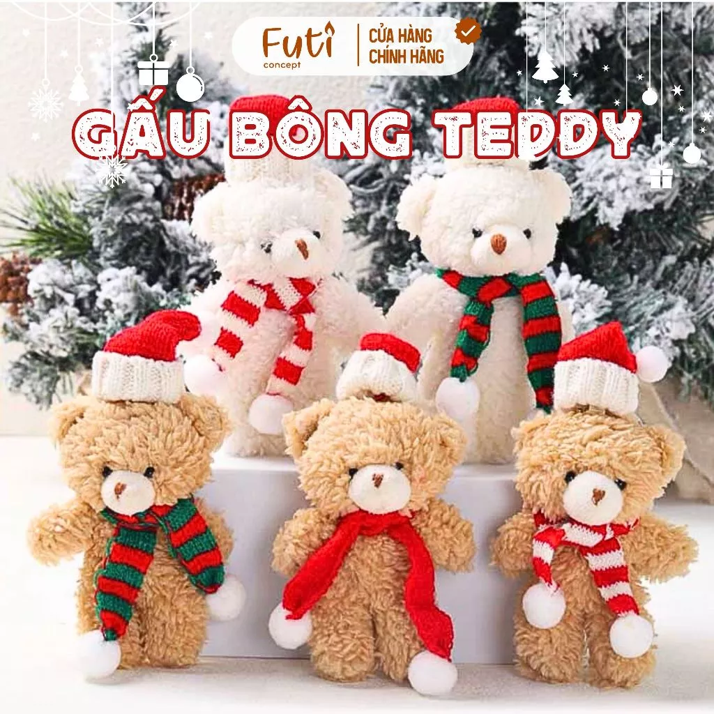 Gấu Bông Teddy Giáng Sinh Làm Quà Tặng, Gấu Bông Làm Phụ Kiện Trang Trí, Quà Tặng Dễ Thương