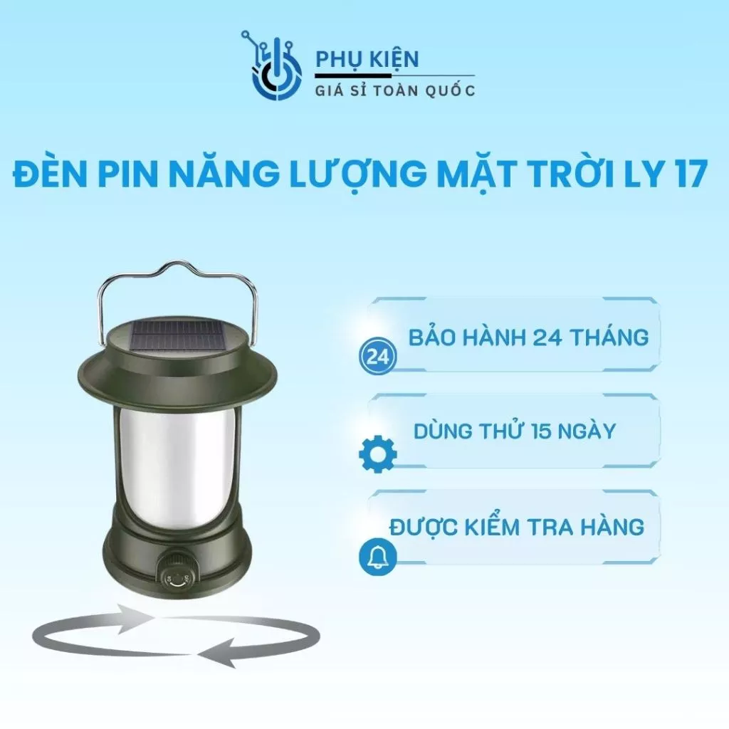 Đèn pin cắm trại LY17 sạc năng lượng mặt trời ánh sáng mạnh bền bỉ tiện dụng
