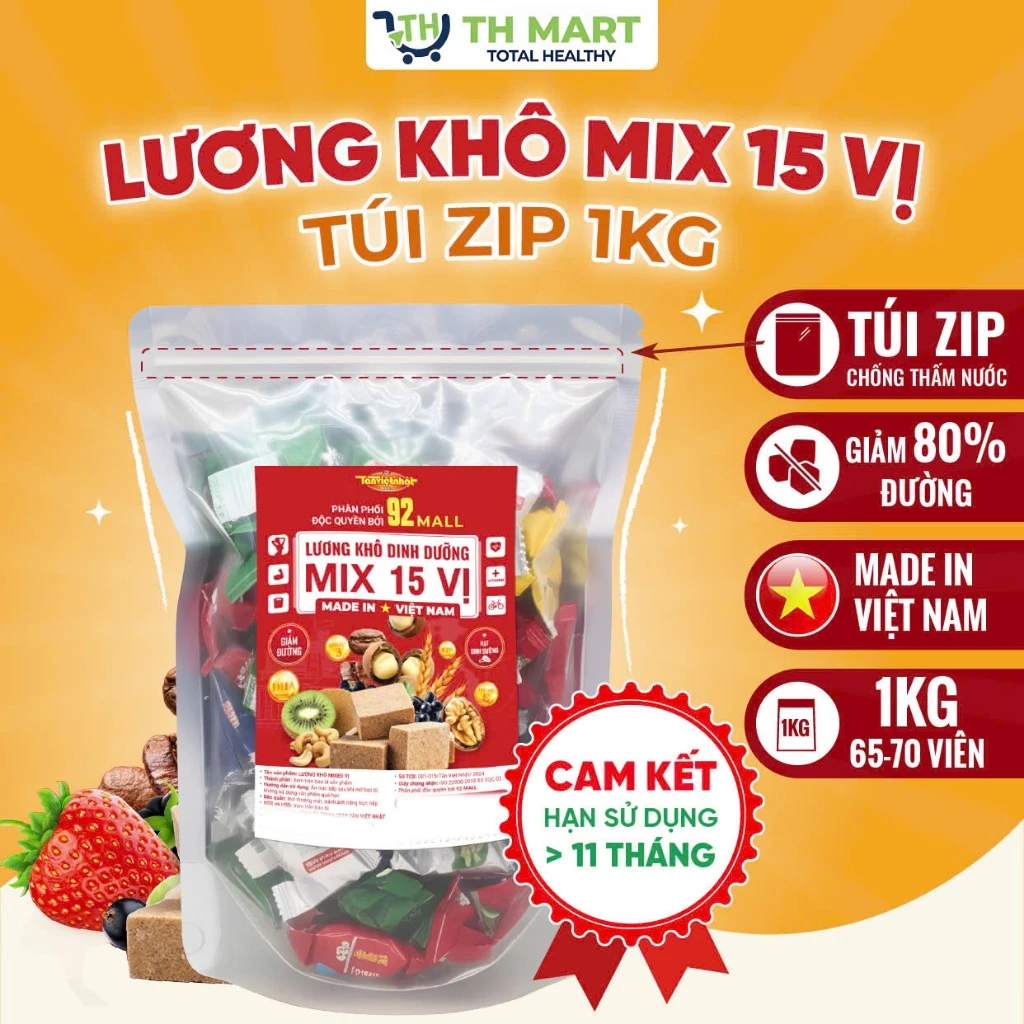 [MIX 15 VỊ] Lương Khô Mix 15 Vị Mới Nho, Cà Phê, Đậu Phộng, Ăn kiêng Thương Hiệu Tân Việt Nhật