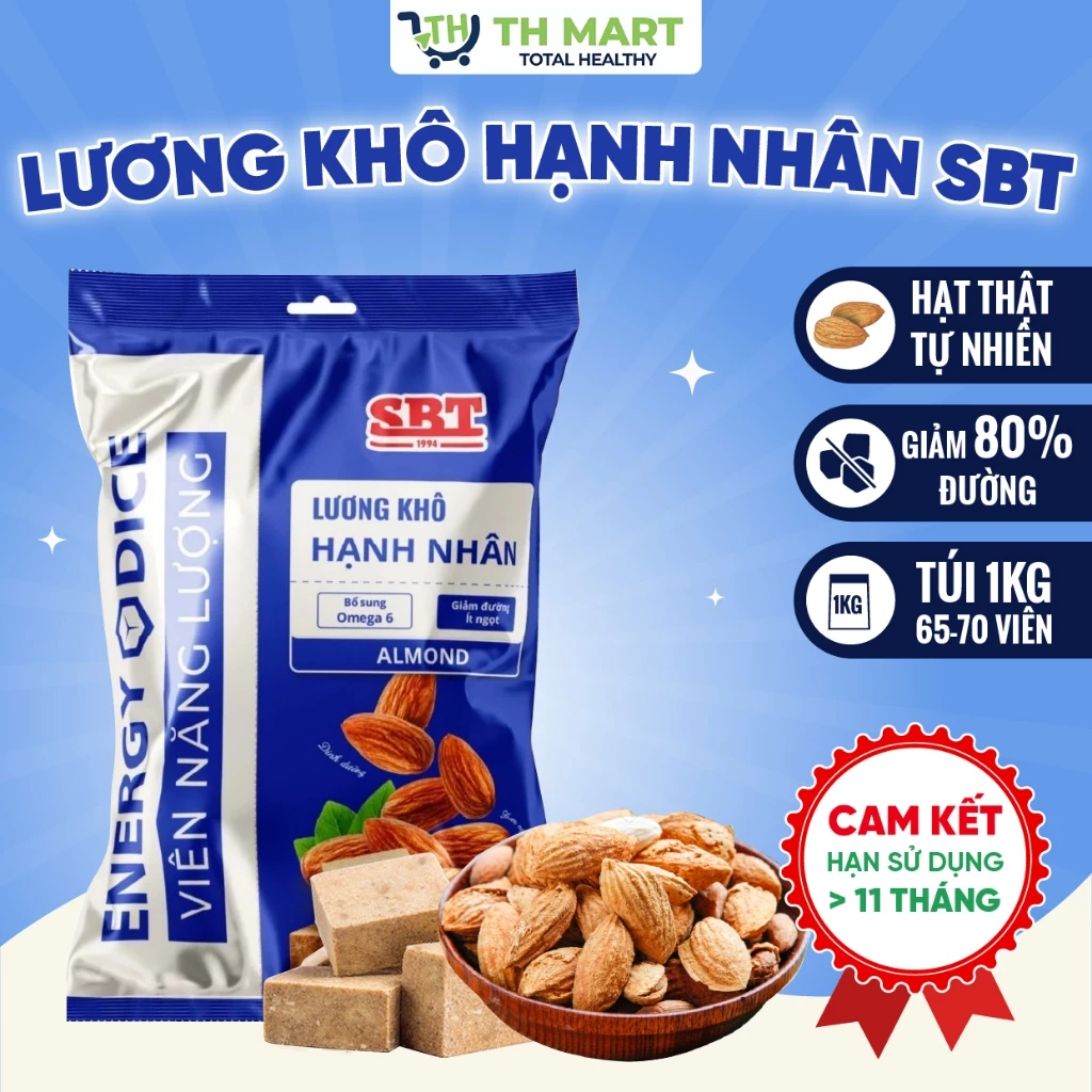 Lương Khô SBT Vị Hạnh Nhân 1kg 65-70 Viên  Giảm Đường Ít Ngọt Bổ Sung Omega6