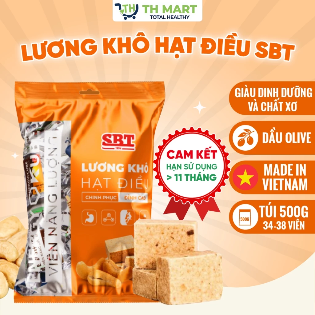 Lương Khô SBT Vị Hạt Điều Loại 1kg 65-70 Viên Bổ Sung, Cung Cấp Năng Lượng Nhanh Chóng