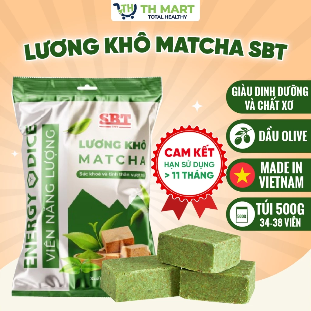 Lương Khô SBT Vị Matcha Loại 1kg 65- 70 Viên Thơm Ngon Bổ Sung Dinh Dưỡng Não Bộ