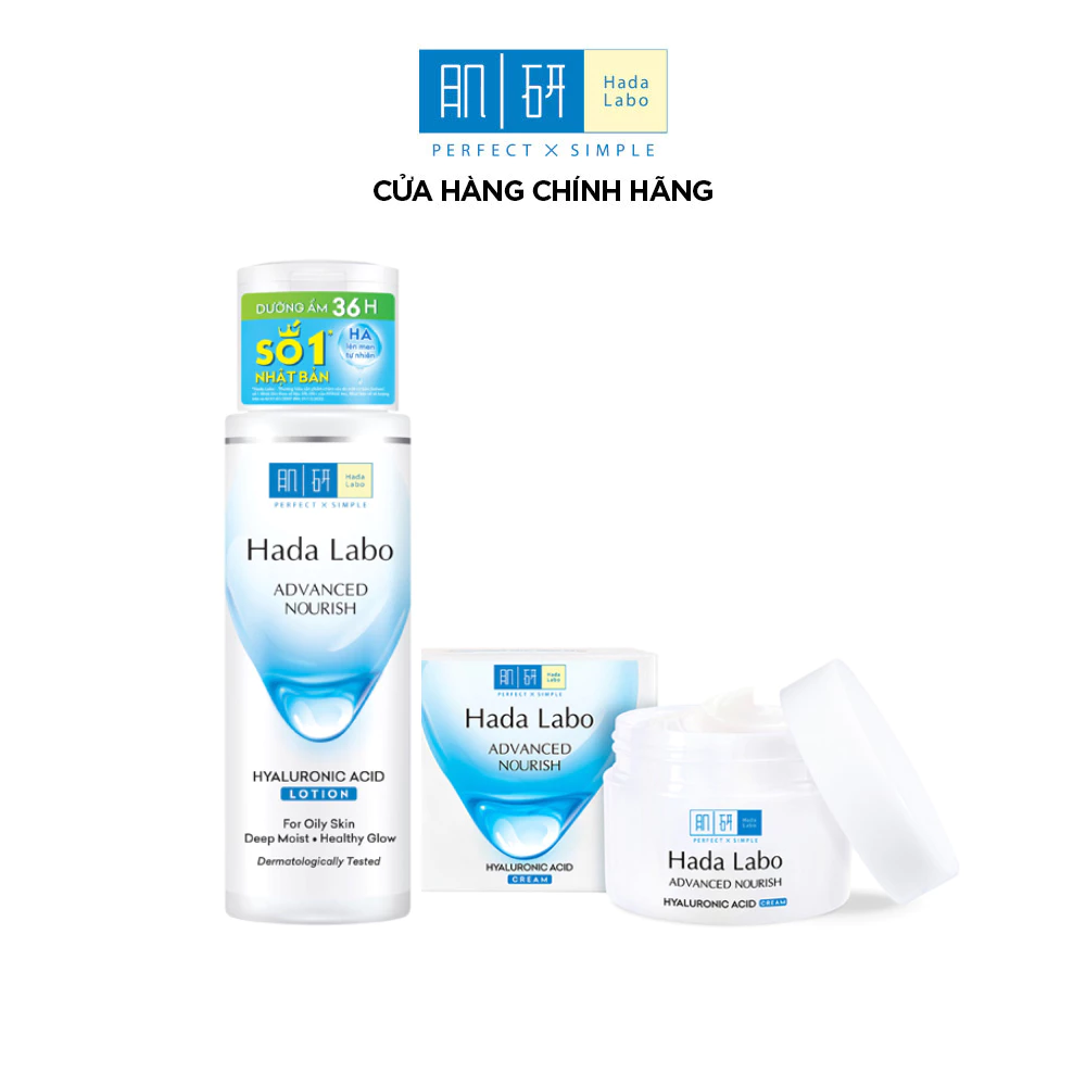 [VB] Combo dưỡng ẩm chuyên sâu suốt 12h cho da dầu: Nước dưỡng ẩm Hada Labo Advanced Nourish 170ml + Kem dưỡng ẩm 50g