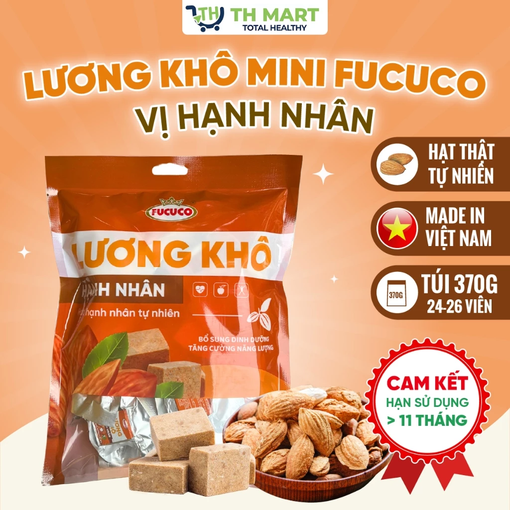 [COMBO 4 GÓI] Lương Khô Mini Hạnh Nhân Fucuco Túi 370g Tiện Dụng Dinh Dưỡng Sức Khỏe