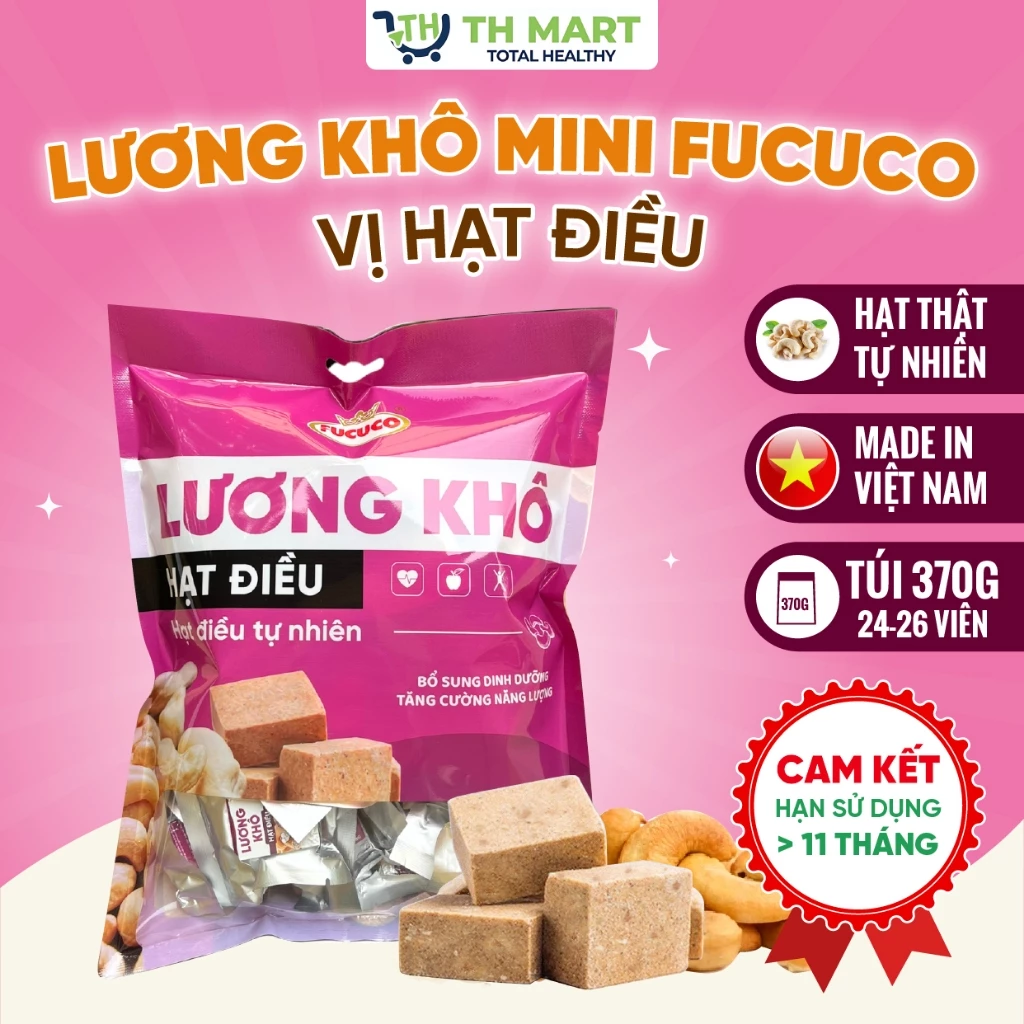 [COMBO 4 GÓI] Lương Khô Mini Hạt Điều  Fucuco Túi 370g Tiện Dụng Dinh Dưỡng Sức Khỏe