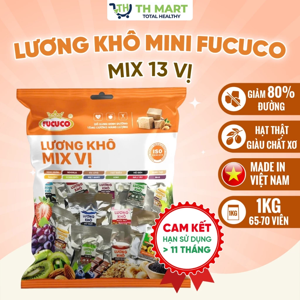 Lương Khô Mini Fucuco Mix 13 Vị Túi 1Kg Bổ Sung Năng Lượng Tốt Cho Sức Khỏe Sử Dụng Tiện Lợi