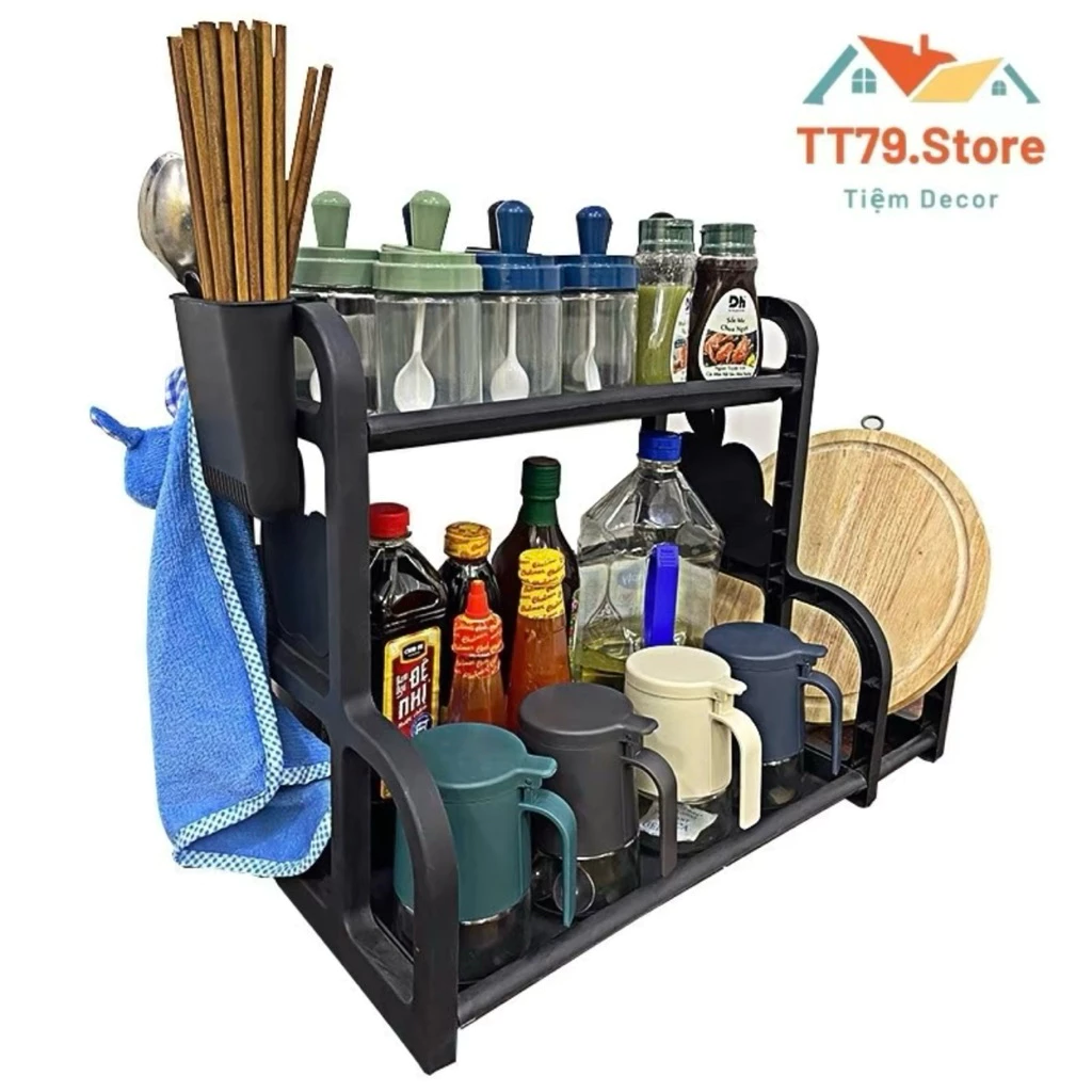 Kệ đựng gia vị 2 tầng chữ B, kệ đựng vật dụng nhà bếp tiện lợi Kitchen