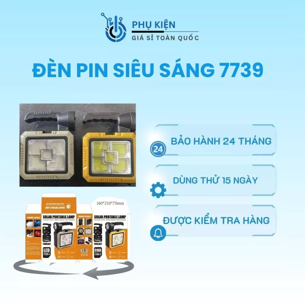 Đèn pin cầm tay 7739 siêu sáng chiếu xa mạnh mẽ pin bền dùng đa mục đích