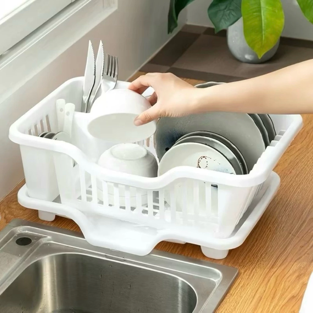 Rổ Úp Bát Nhựa Cao Cấp Có Khay Thoát Nước Thông Minh - Kitchen Nhà Bếp