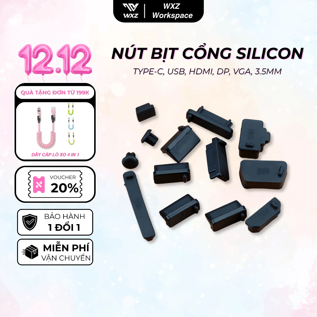 Bộ 16 Nút Bịt Cổng Silicon Bảo Vệ Cổng USB, Type-C, HDMI, VGA, Chống Bụi Hiệu Quả Cho Laptop Và PC