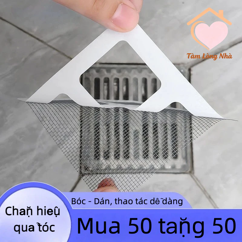 Combo 100 miếng Lưới Lọc Rác Dán Chống Tắc Nghẽn Cống Thoát Nước Tiện Dụng 10x10cm