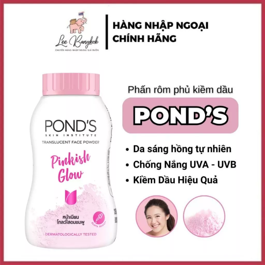 Phấn Phủ Pond's / Ponds Thái Lan Pinkish Glow Chống Nắng Kiềm Dầu Giúp Làn Da Trắng Hồng Khô Thoáng 50g - LEEBANGKOK